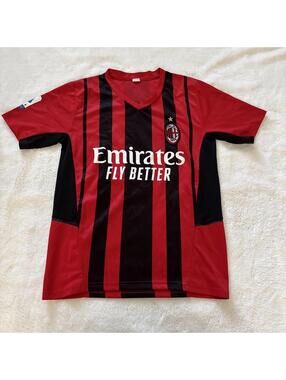 AC Milan Soccer Jersey Red Black Men’s Medium Small 2021-2022)